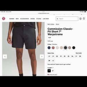 Lululemon men’s commission shorts.  Size 34 Dark Gray.